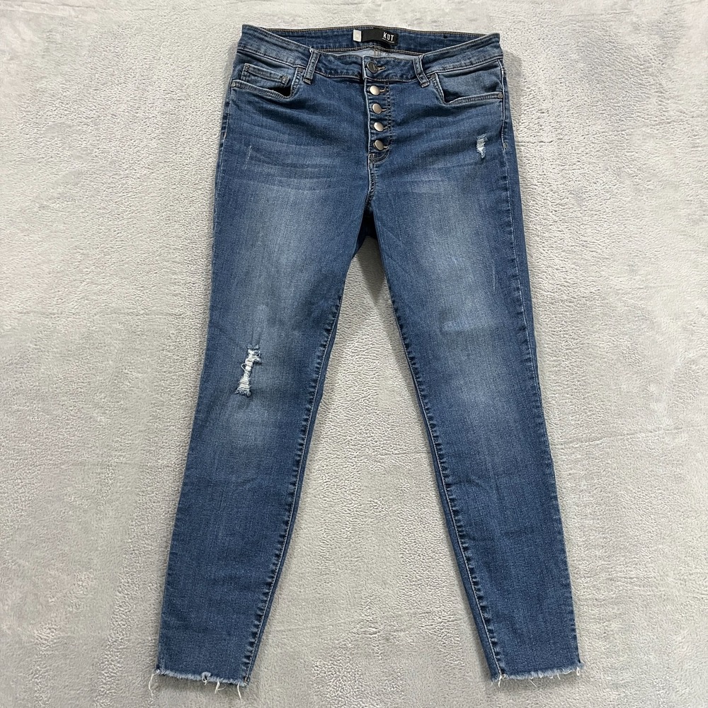 Kut From The Kloth Jeans‎ Womens 12 Connie High Rise Ankle Skinny Distressed